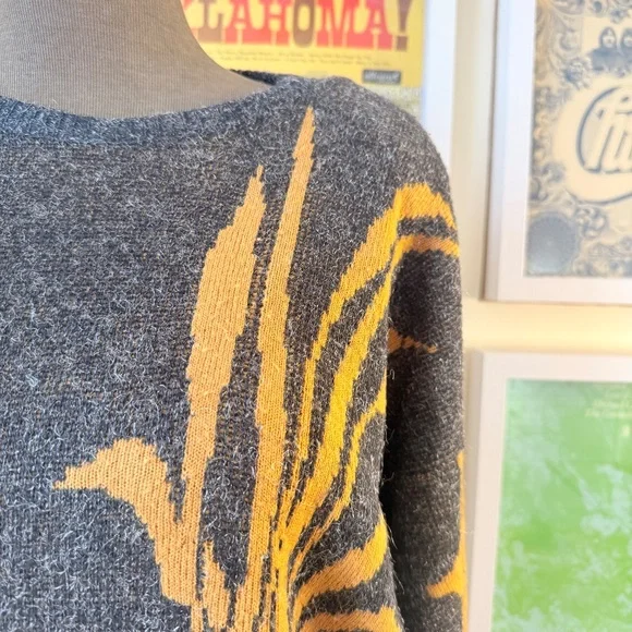 🌾 Vintage 90s Abstract Wheat Print Knit Sweater - Picture 5 of 8